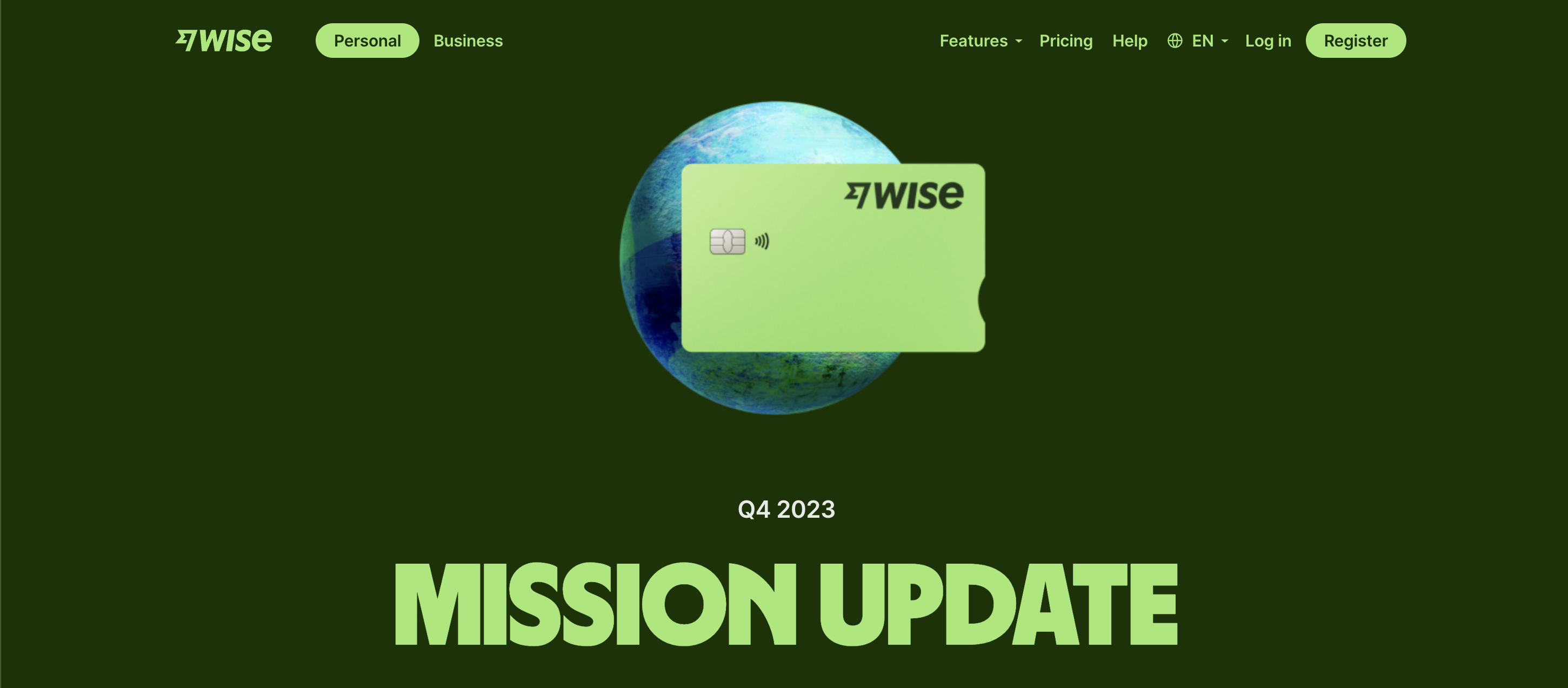 New Feature Announcement Emails: Screenshot of Wise's 2023 Q4 report page