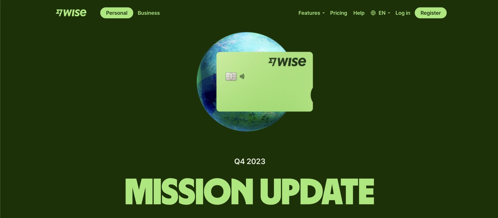 New Feature Announcement Emails: Screenshot of Wise's 2023 Q4 report page