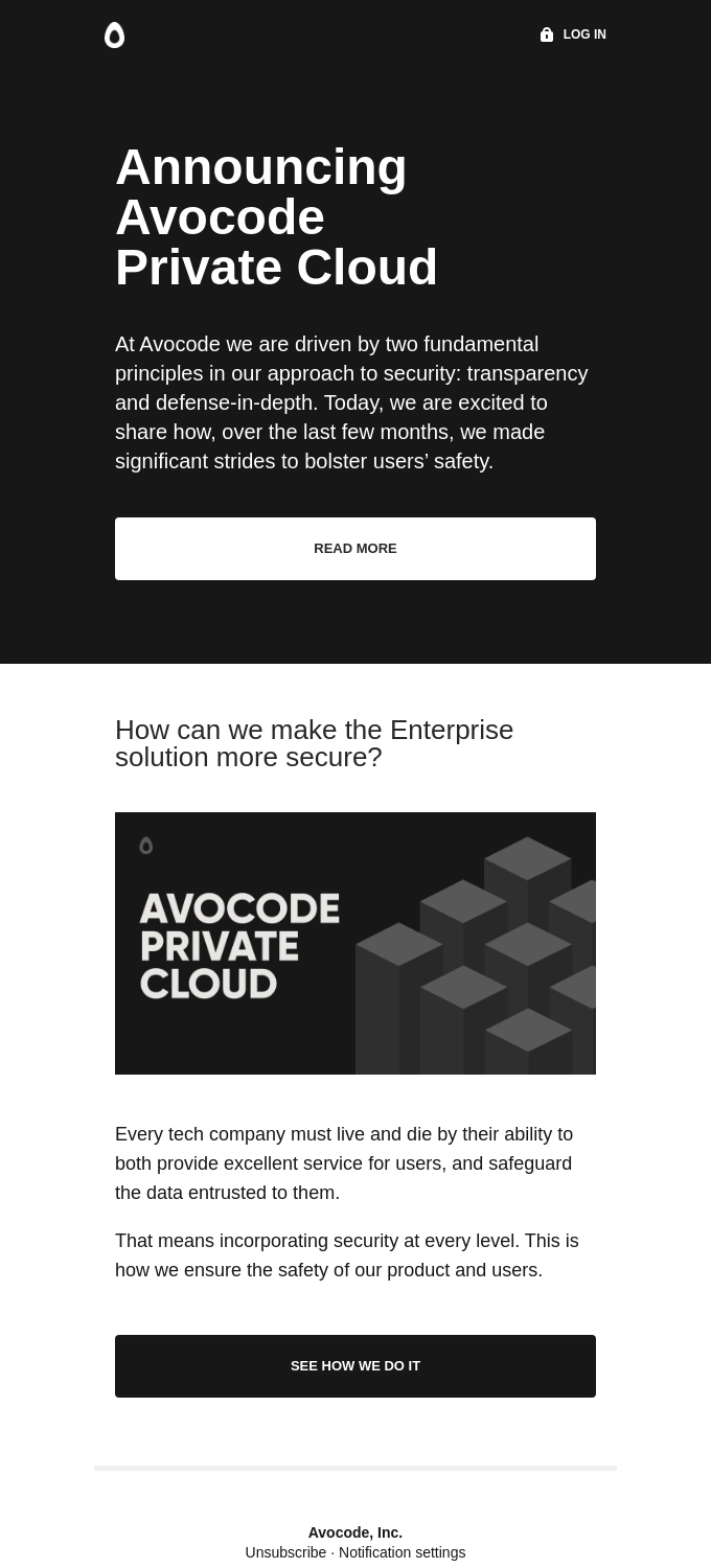 SaaS Product Launch Emails: Screenshot of Avocode's launch email