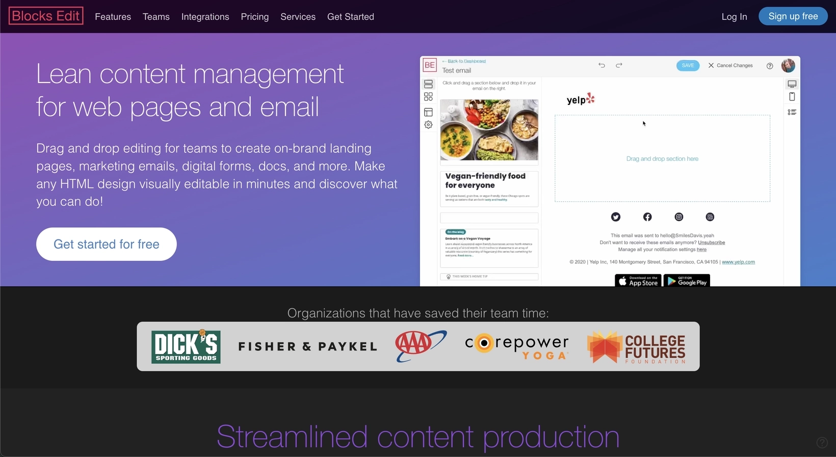 Professional Email Marketing Tools: Screenshot of Blocks Edit's homepage
