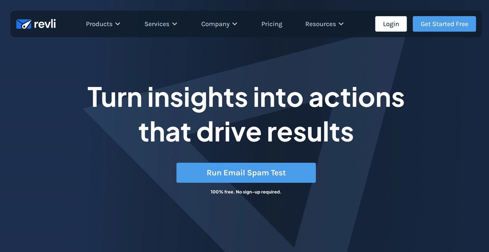 Professional Email Marketing Tools: Screenshot of Revli's free email spam test page