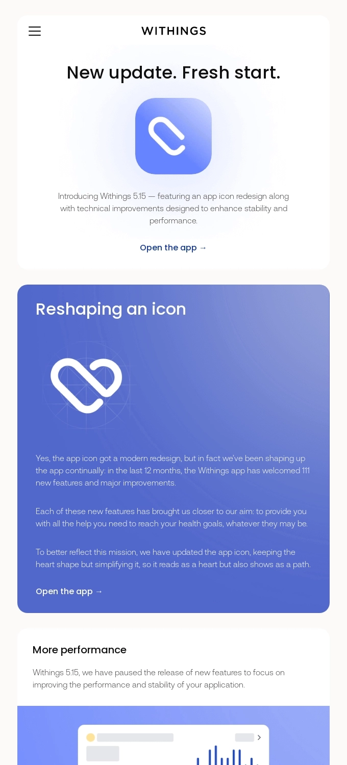 SaaS Rebranding Announcement Emails: Screenshot of Withings' email announcing its visual rebranding