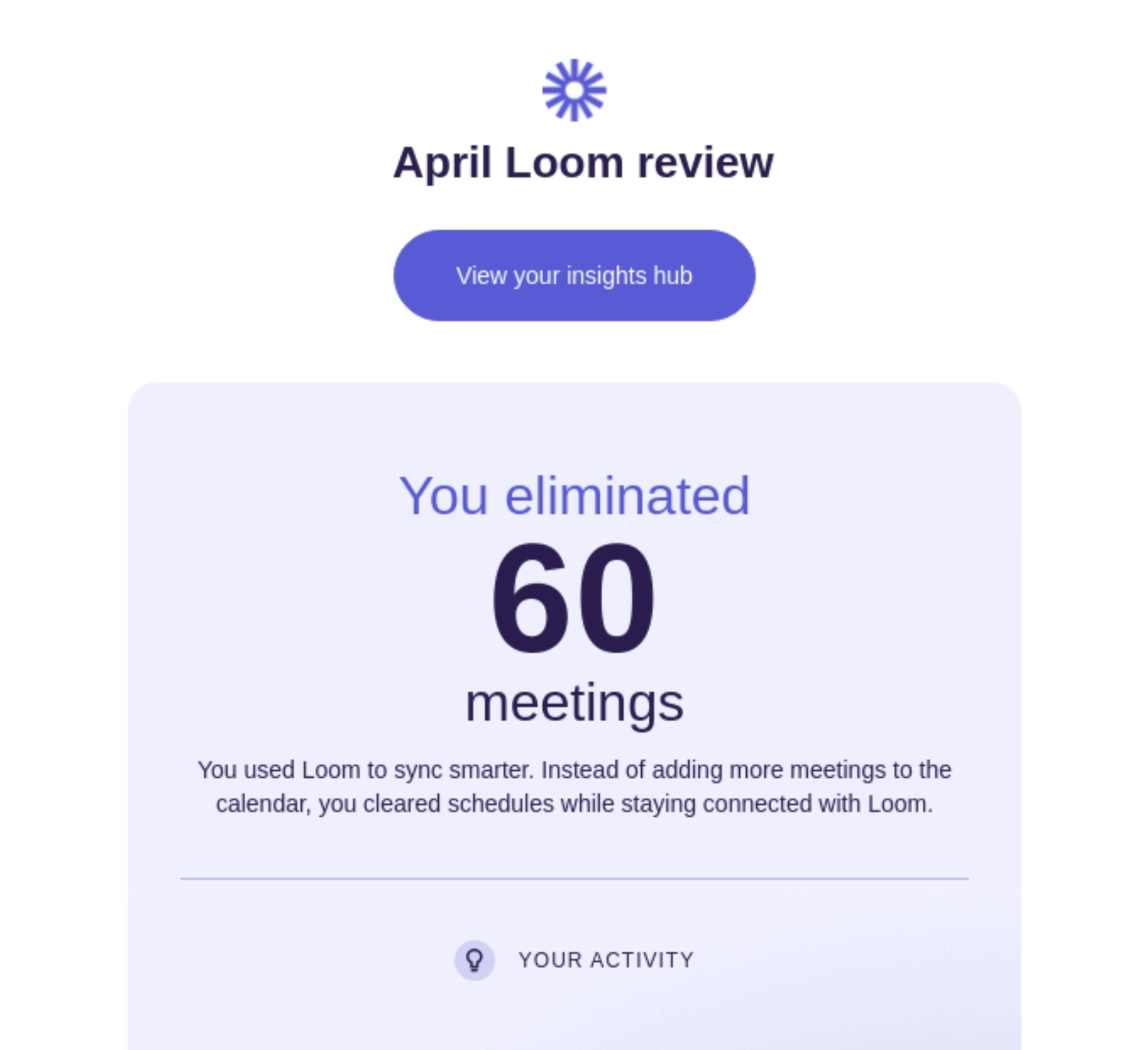 SaaS Report Emails: Screenshot of Loom's report email