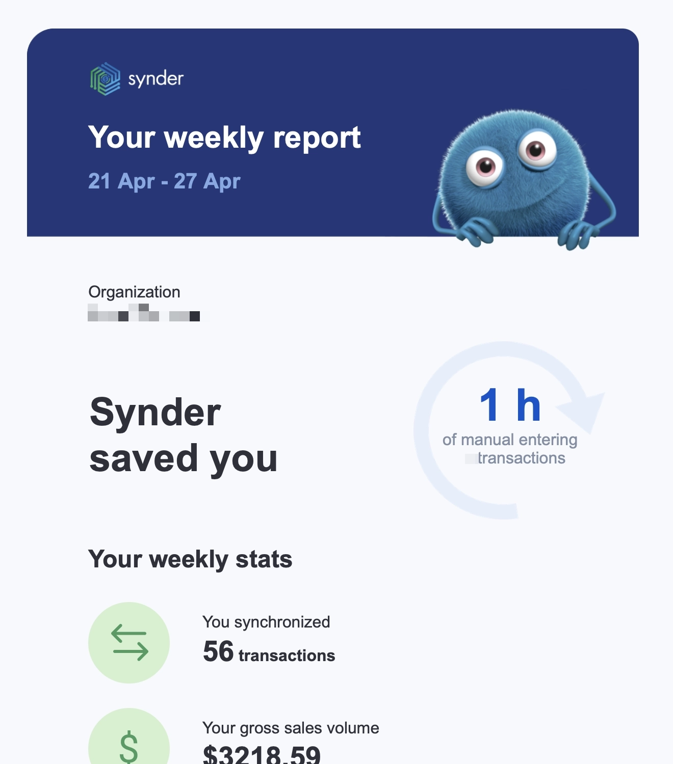 SaaS Report Emails: Screenshot of Snyder's report email