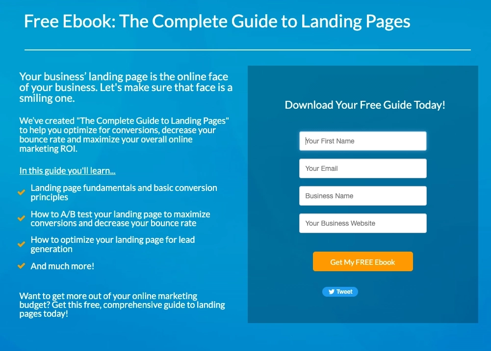 SaaS Email Marketing Strategies: Screenshot showing an opt-in form for an ebook