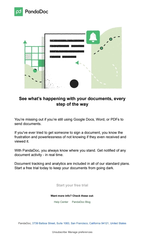 SaaS Email Nurture Campaigns: Pandadoc's third nurture email