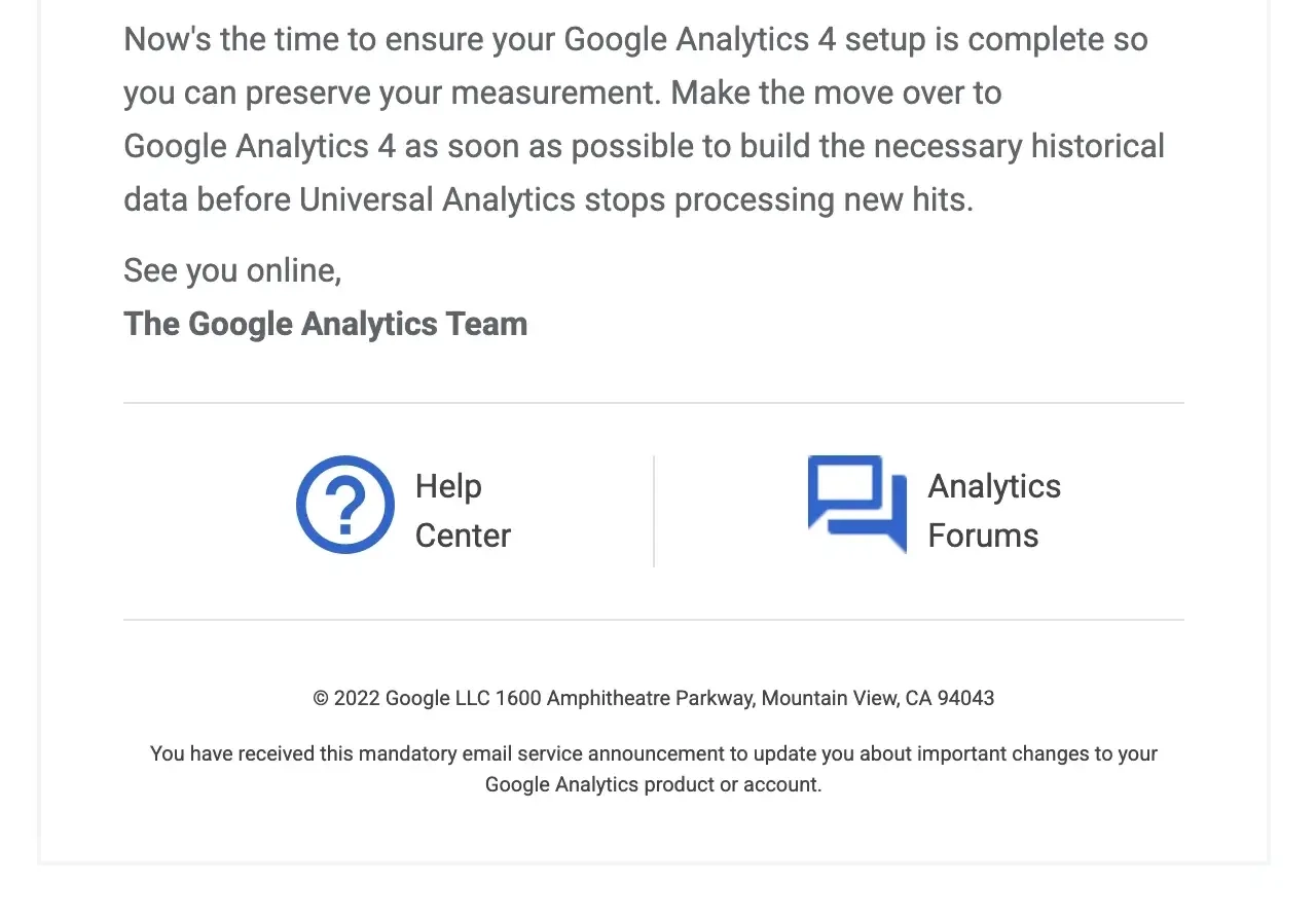 SaaS Email Sign-offs and Signatures: Screenshot of Google’s product sunset email