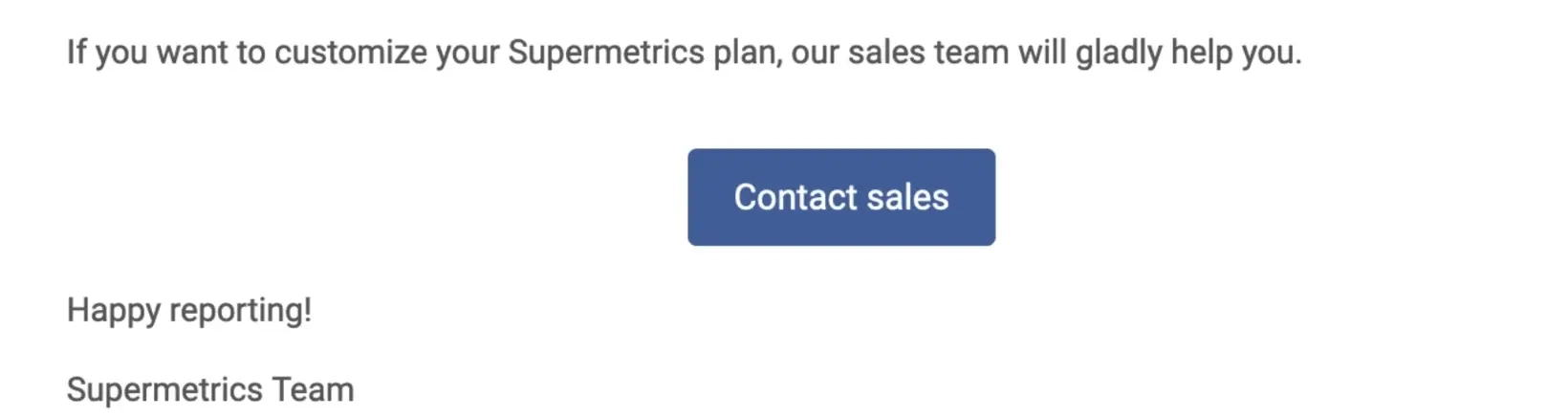 SaaS Email Sign-offs and Signatures: Screenshot of Supermetric’s trial expiration email