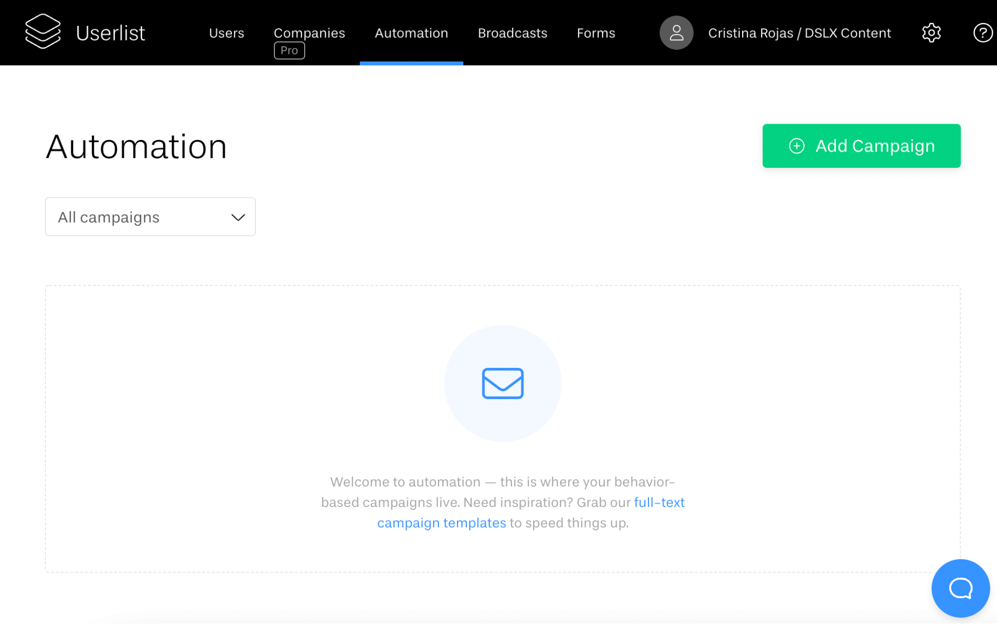 SaaS Onboarding Checklist: Userlist automation dashboard