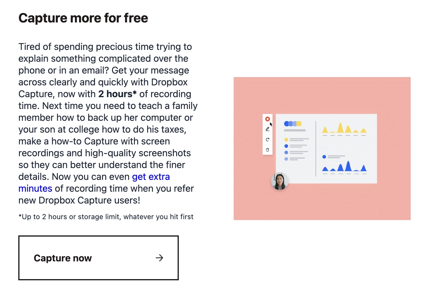 SaaS Referral Emails: Screenshot of a section in Dropbox's email that's asking for a Dropbox Capture referral