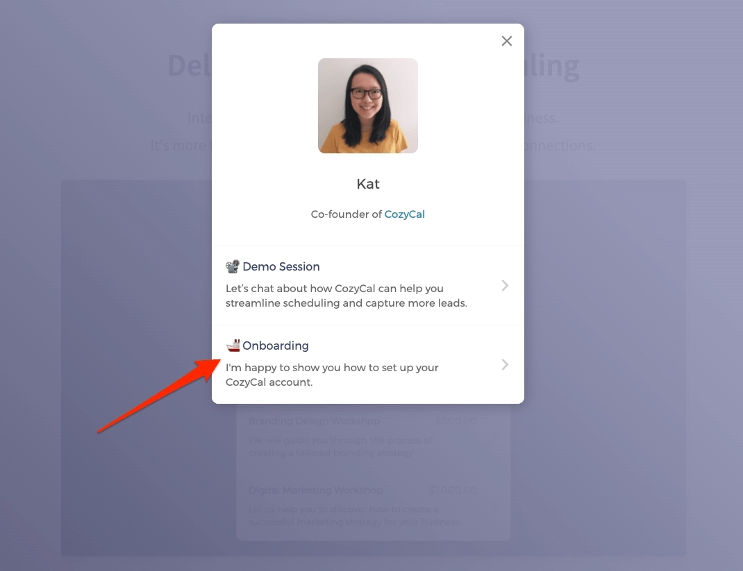 A SaaS software offering a free onboarding session to new users
