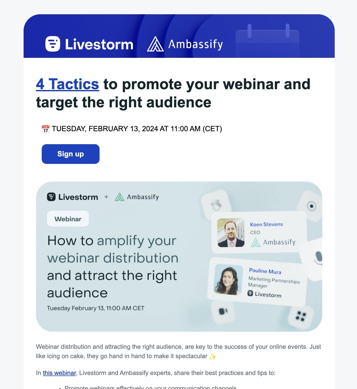 SaaS Webinar Emails: Screenshot of Livestorm's webinar email
