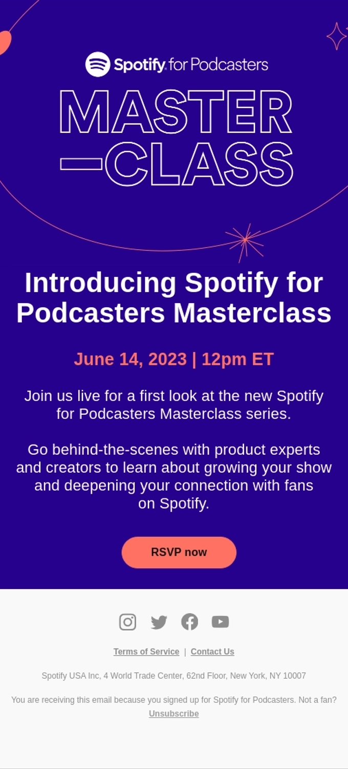 SaaS Webinar Emails: Screenshot of Spotify's webinar email