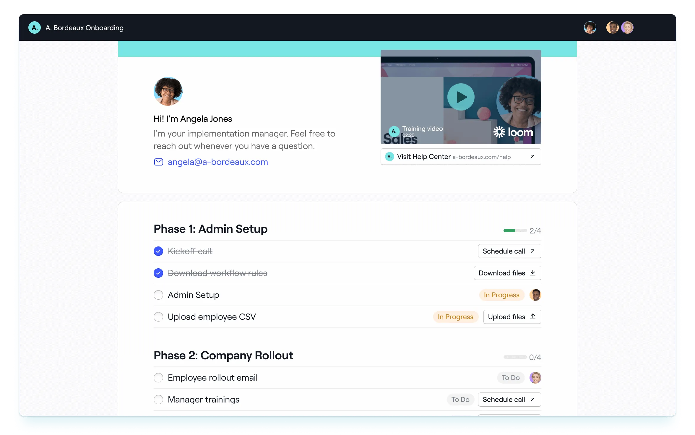 User Onboarding Software: Dock screenshot