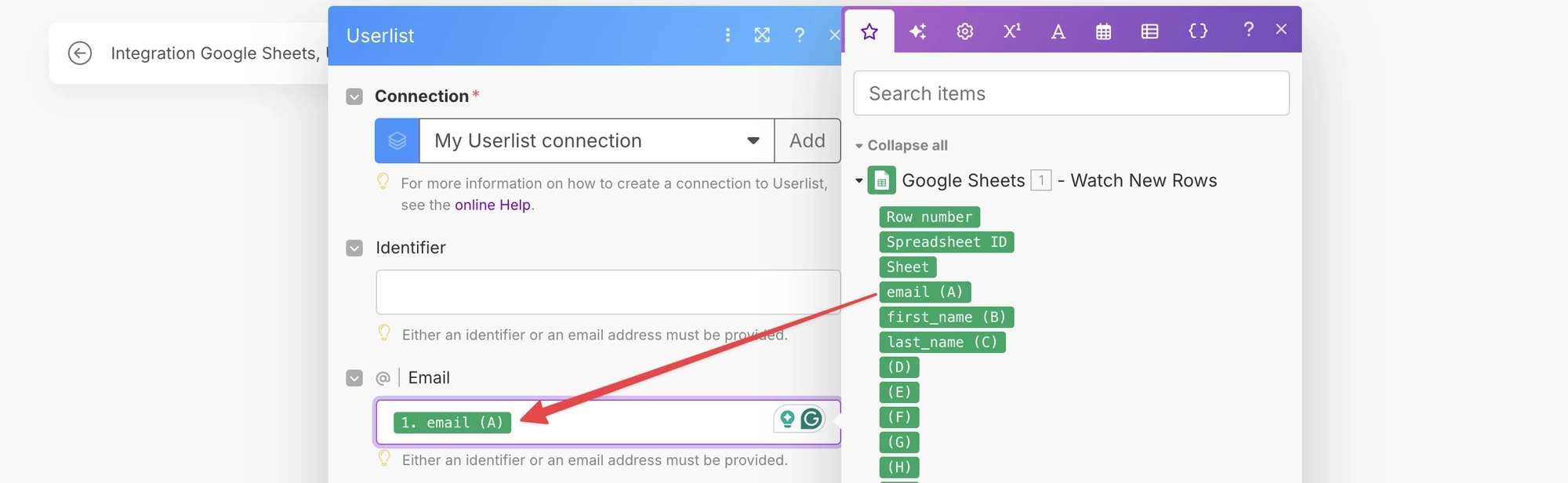 Illustration of Make map properties dialog