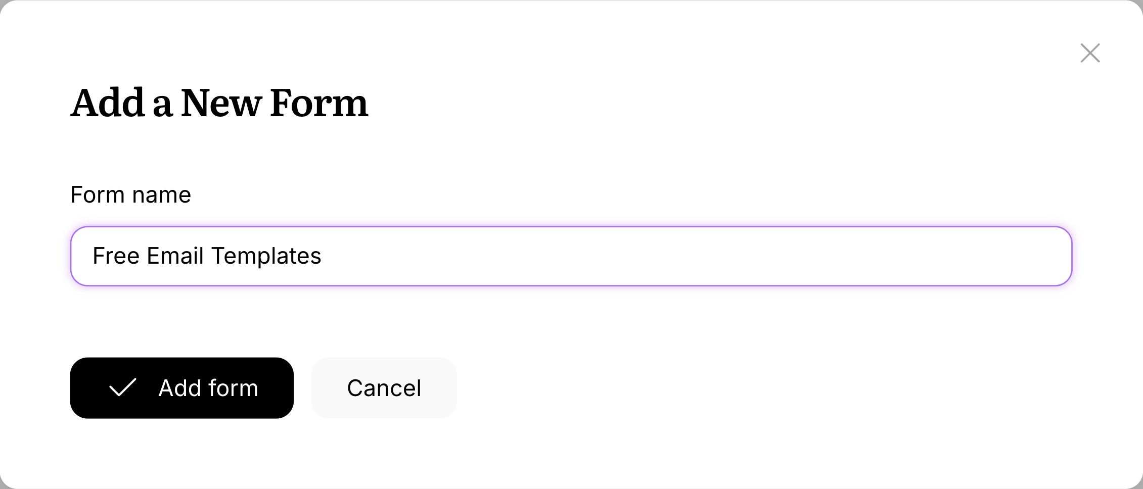 Screeshot showing how to create a new form on Userlist