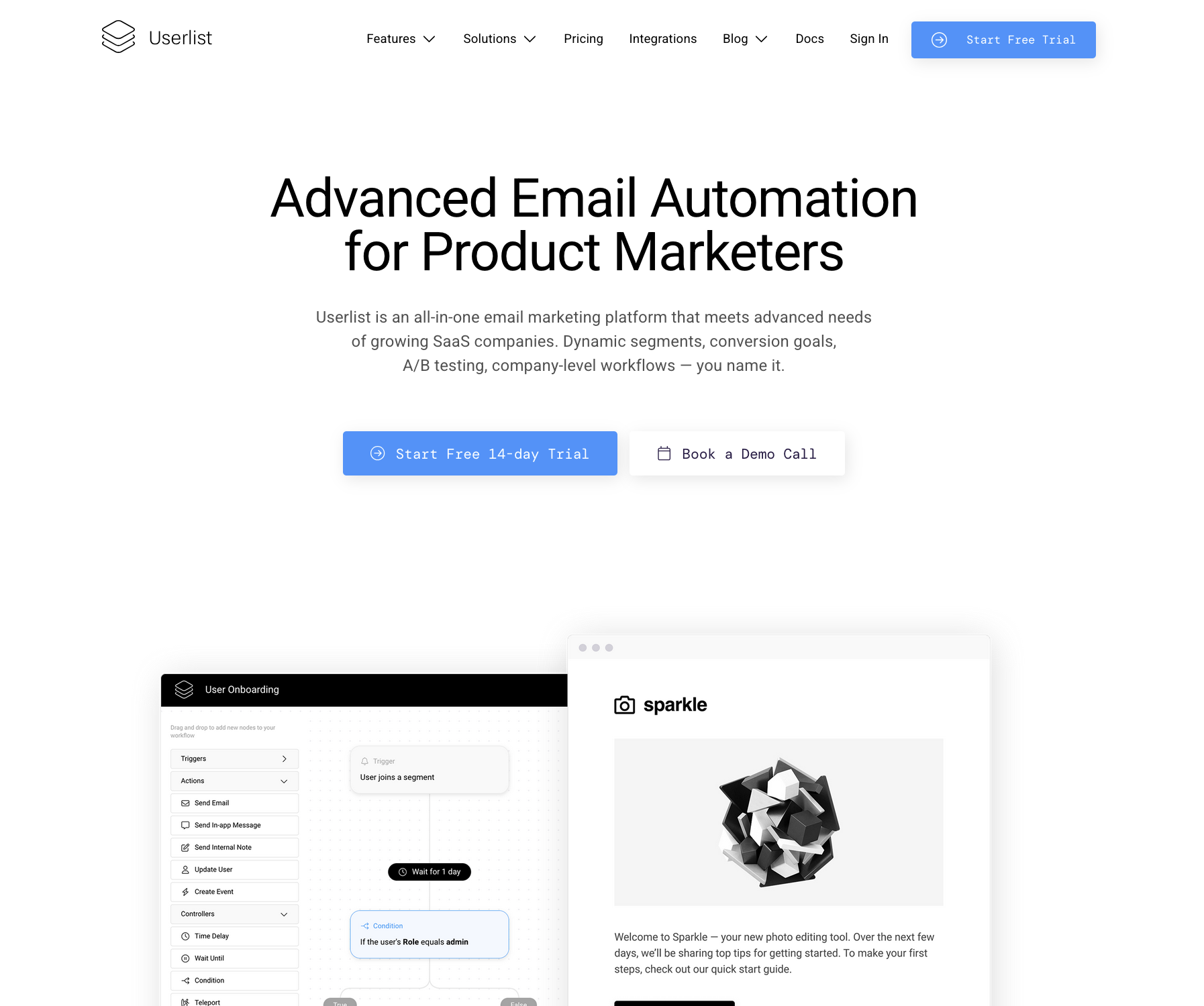 Userlist Redesign: Old version of website's hero section