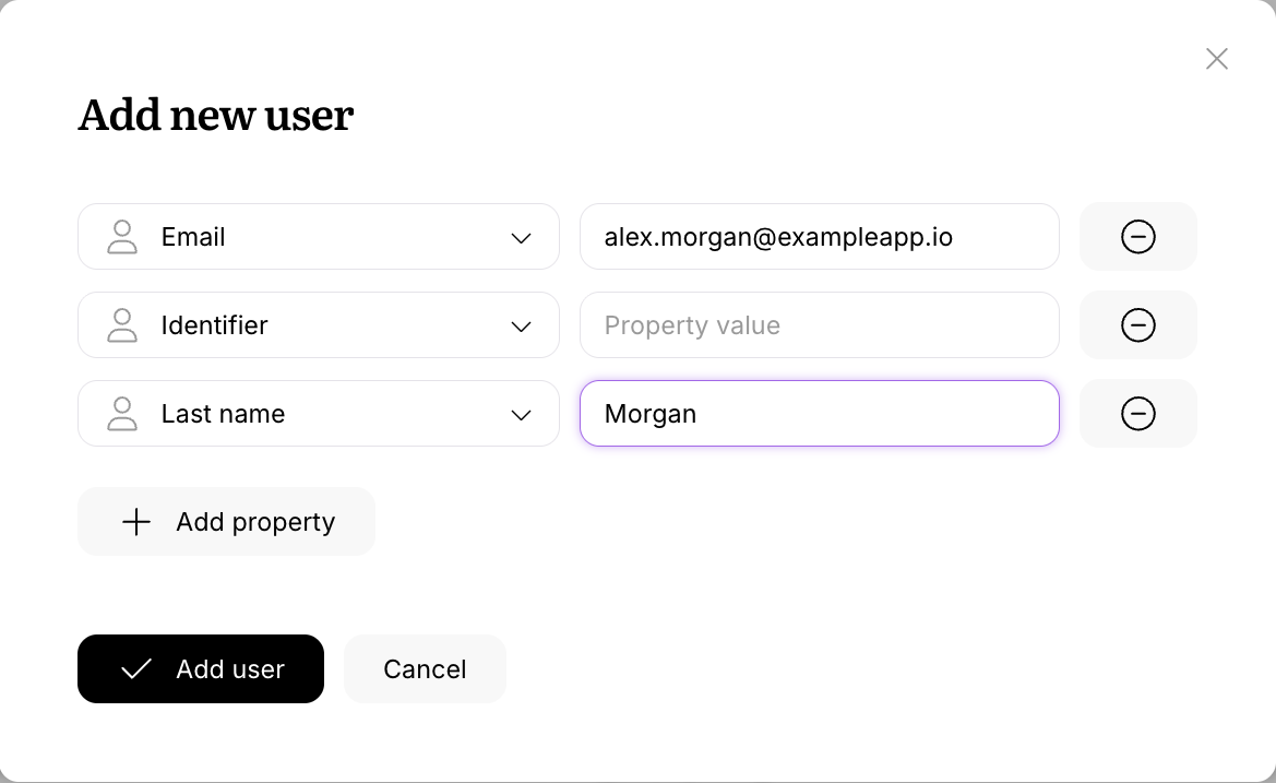 Screenshot of creating a user in Userlist

