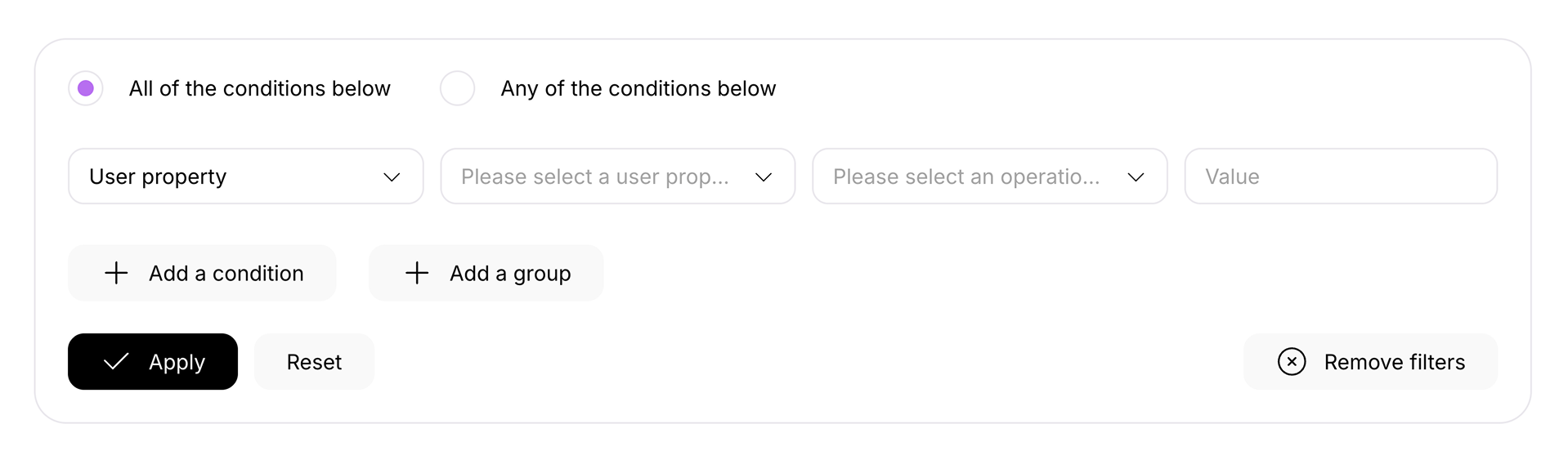 Screenshot of how to use filters in Userlist