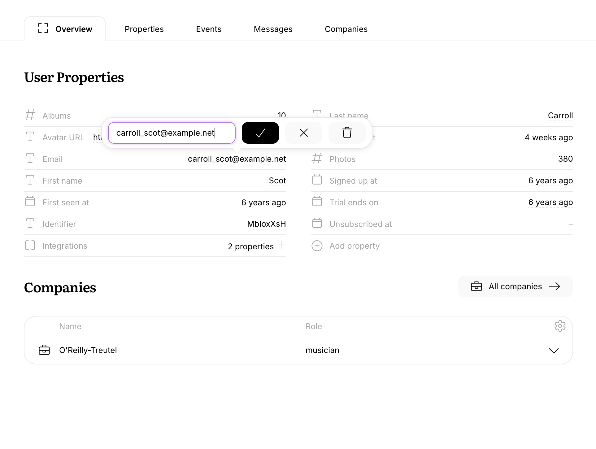 Managing users: updating a user property
