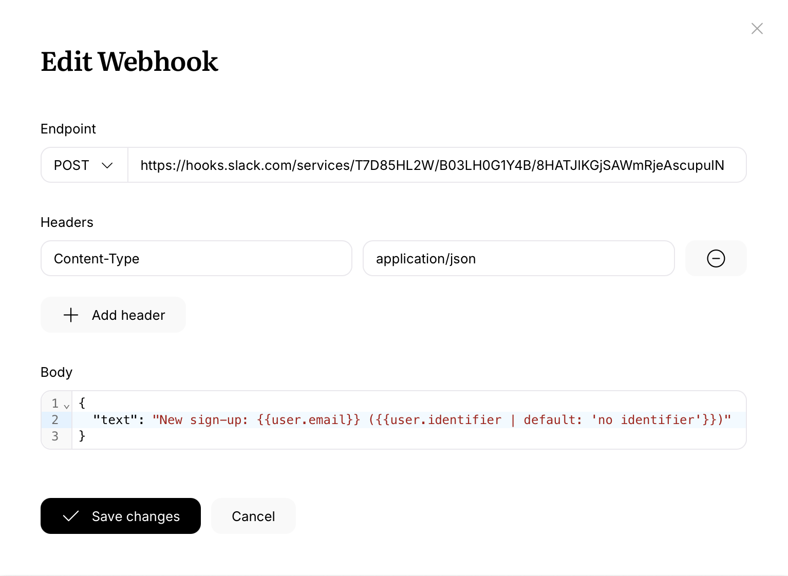 Editing a send webhook node in Userlist Workflows
